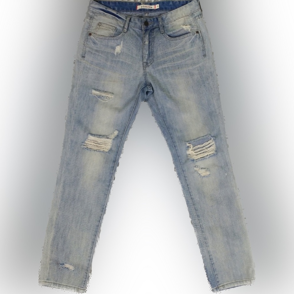 Pistola High Rise Distressed Jeans Light Wash Destroyed Jeans Size 27
